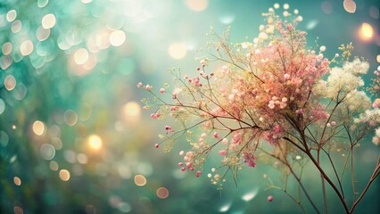 Fototapeta premium Delicate Pink and White Blossoms in a Soft, Dreamy Garden Setting with a Gentle Light