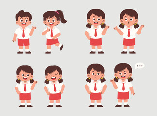 Cute Elementary Student Talking Discussing Something