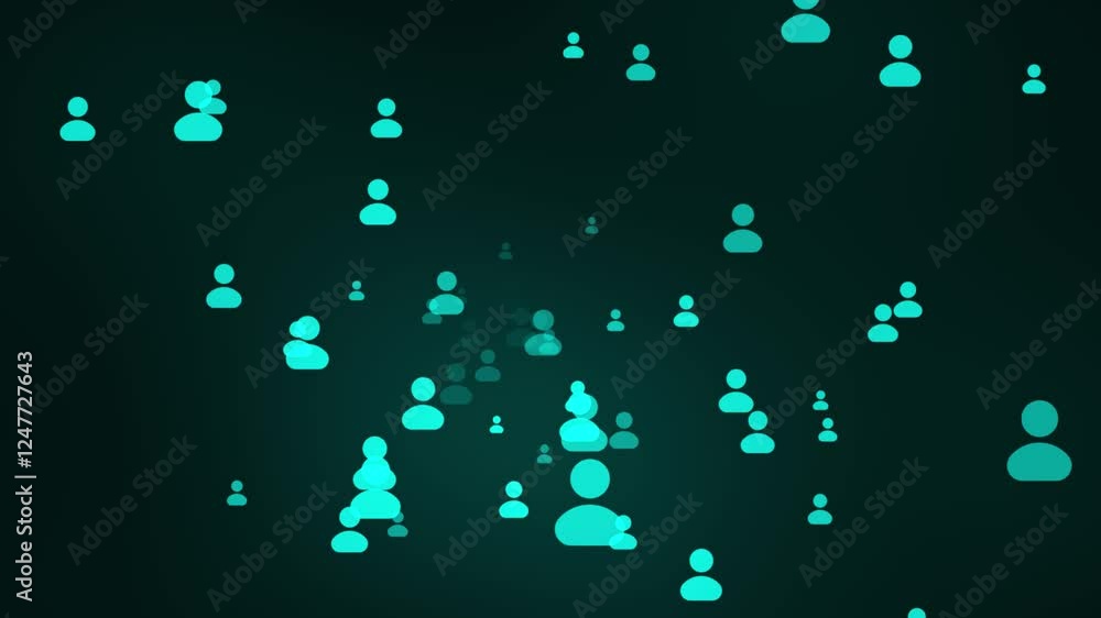 Poster abstract background with glowing icon of human and light lines. animation of optical fiber wires. an