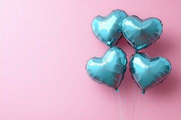 Bunch of blue balloons arranged on a vibrant pink background for festive celebrations and events