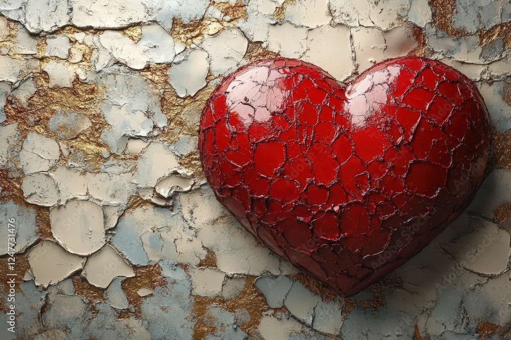 Poster heart shaped object mounted on a textured wall creating a simple and artistic home decor element