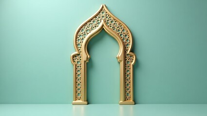 Fototapeta premium Illustration of golden ornate archway - passage to prosperity - festive greeting card