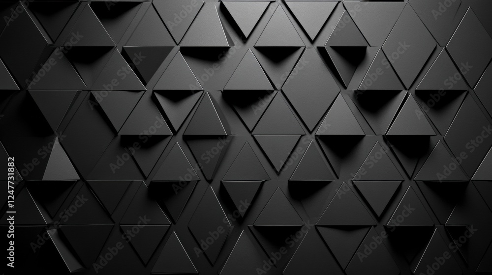 Poster abstract black triangle pattern with shadows and depth effects
