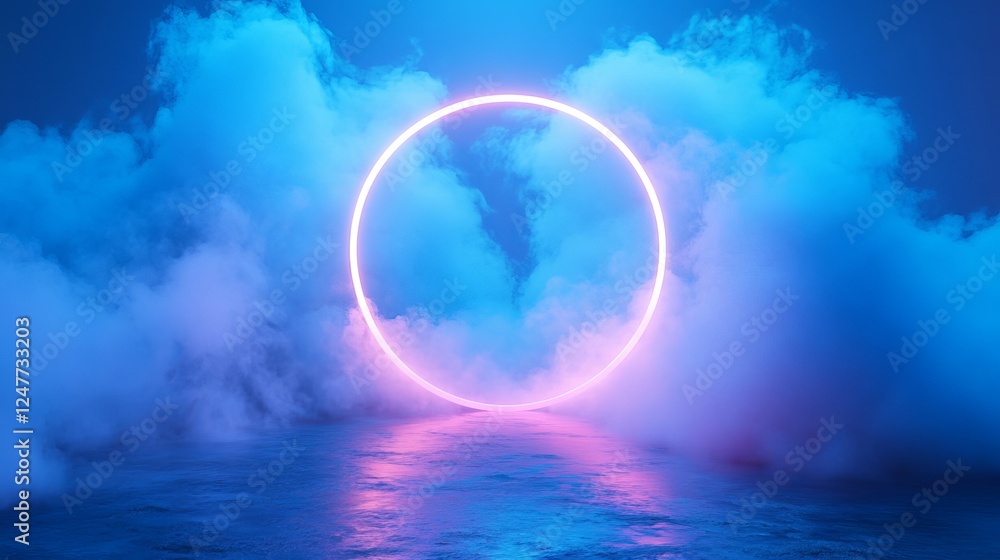 Poster radiant circle of light illuminating a darkened space with ethereal glow creating an enchanting and 
