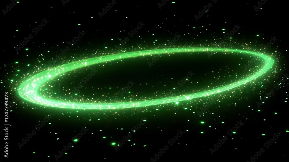 Poster enchanting green ring surrounded by twinkling glowing stars creating a dreamlike atmosphere with mys