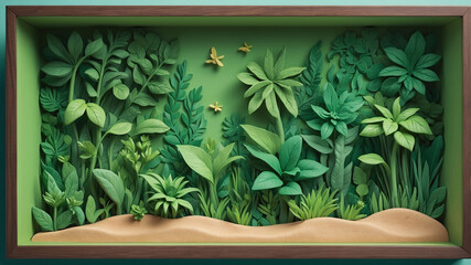 Sophisticated Plasticine Clay Wall Gypsum Art Featuring Lush Green Trees Plants and a Scenic Forest for an Inviting Atmosphere