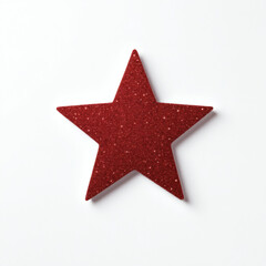 A vibrant red Christmas star glitter sticker isolated on a white background, perfect for holiday designs, greeting cards, and festive decorations.