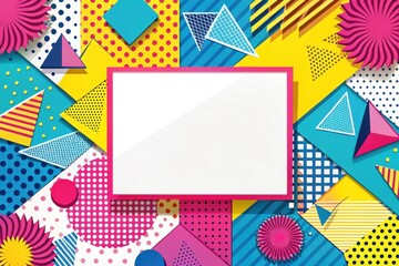 Obraz premium Vibrant Geometric Abstract Background with Central Blank Space Ideal for Text or Image Placement