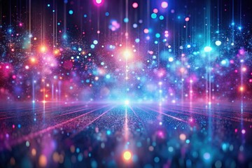Fototapeta premium Abstract Colorful Glowing Particles and Lines Create a Futuristic and Dreamlike Scene Ideal for Digital Backgrounds and Design Projects