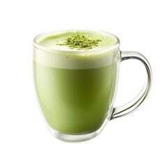 Refreshing Matcha Green Tea Latte in a Clear Glass Cup