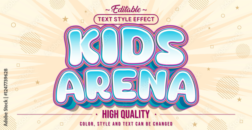 Poster editable text style effect - kids arena text style theme.