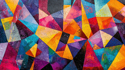 Vibrant Mosaic of Interlocking Colorful Geometric Shapes in Bold Hues