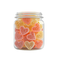 Colorful Heart-Shaped Gummies in Glass Jar for Sweet Treats