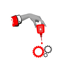 Fototapeta premium Business Hand Oil Gears Mechanism Lubrication Productivity Efficiency