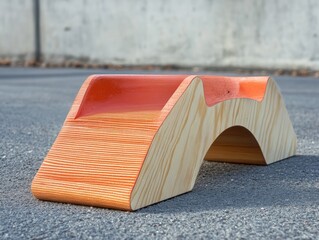 Modern Wooden Rocker Balance Board with Orange Accents for Active Play