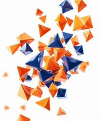 Colorful Geometric Shapes Floating in Space on White Background