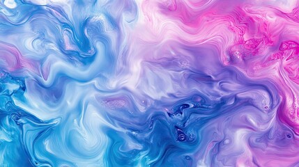 Abstract swirling blue and pink paint texture.