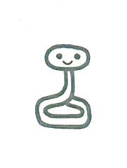 Fototapeta premium Simple Cute Line Drawing of a Smiling Character with a Happy Face