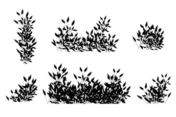bush silhouette black, bushes set element