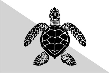 Fototapeta premium Minimalist Sea Turtle Silhouette for Ocean Lovers. Sea Turtle Silhouette.