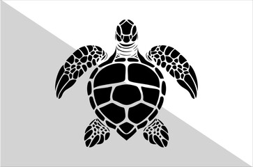 Obraz premium Minimalist Sea Turtle Silhouette for Ocean Lovers. Sea Turtle Silhouette.