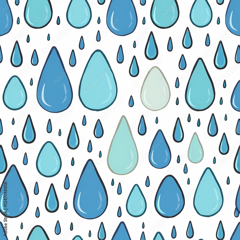 Poster rainy day seamless pattern: a cheerful and refreshing seamless pattern featuring various shades of b