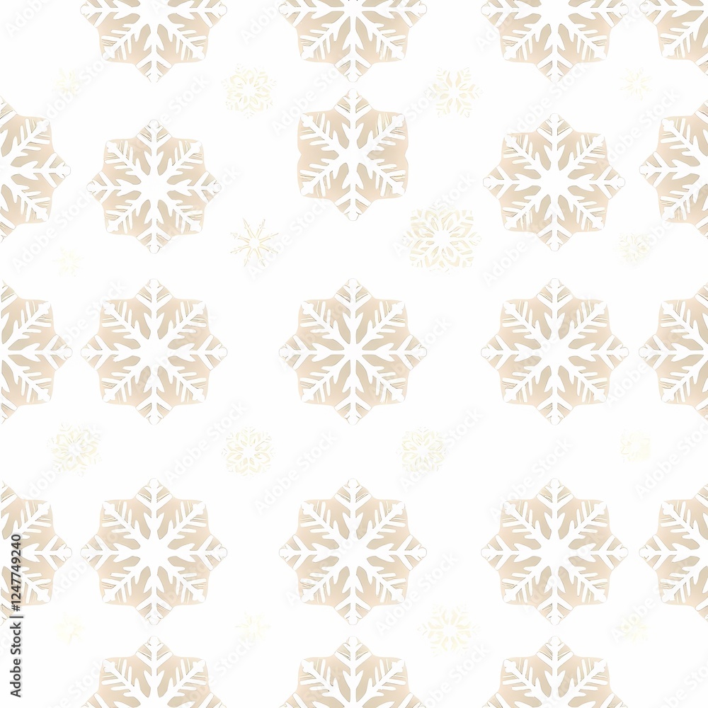 Poster elegant beige snowflake pattern: a delicate and sophisticated seamless pattern featuring elegant bei