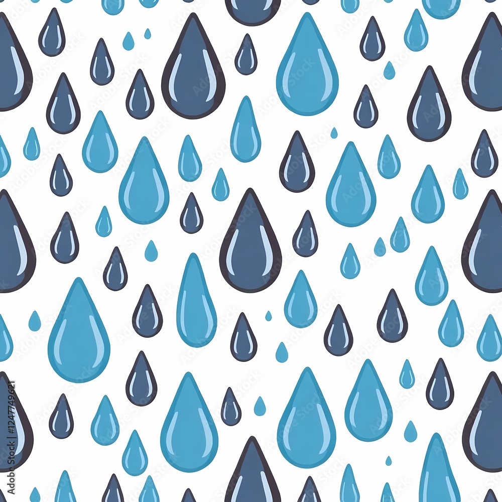 Poster raindrop repeat: a delightful and refreshing seamless pattern featuring a variety of raindrops in sh