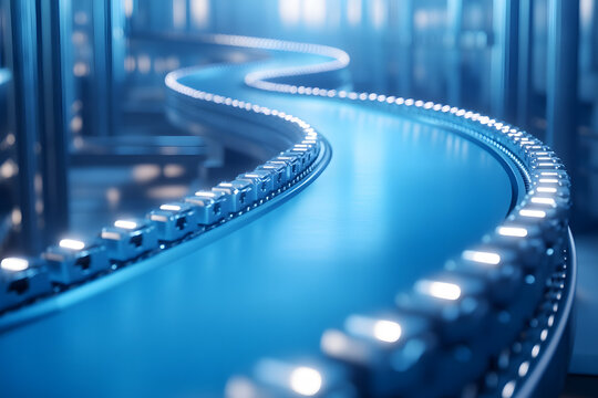 animated conveyor belt with products moving in a loop
