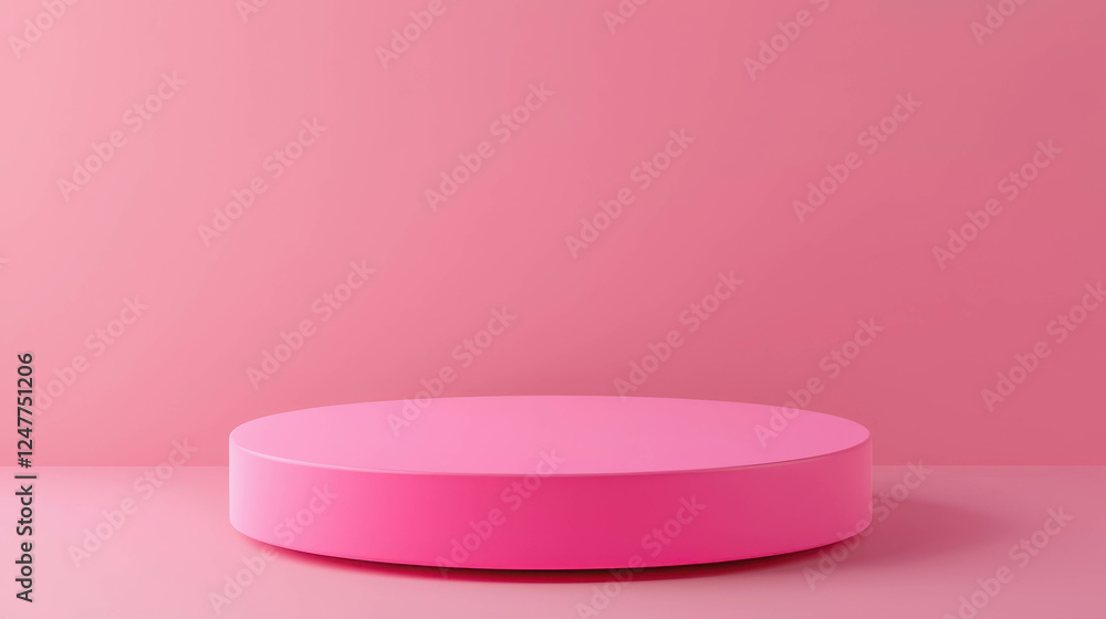 Poster simple 3d rendered platform for product display on pink background