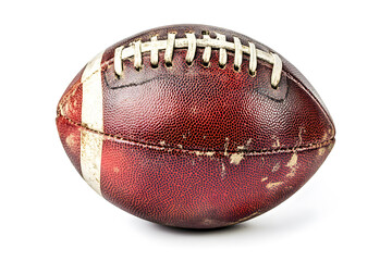 Classic brown leather American football isolated on a clean white background, perfect for sports themes