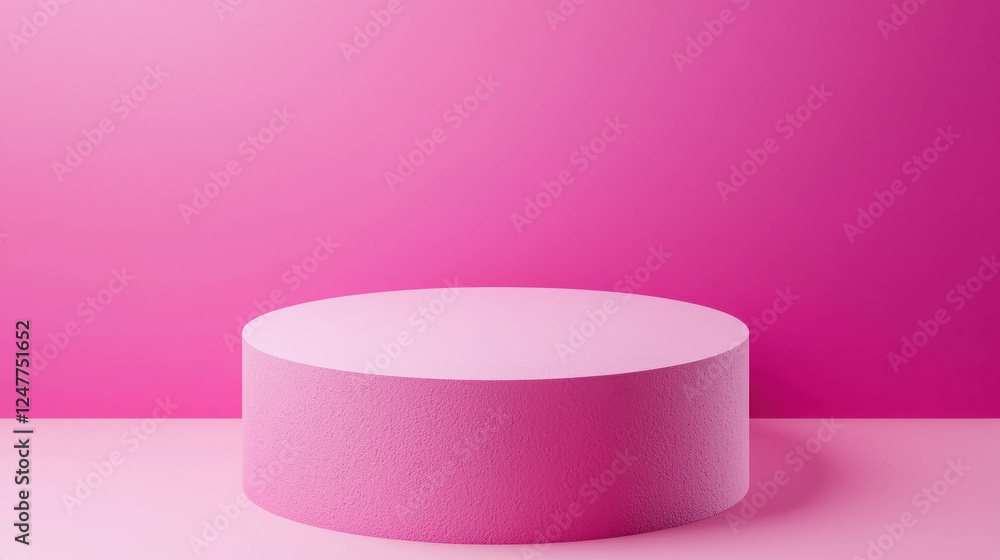 Poster simple 3d rendered platform for product display in pink color background