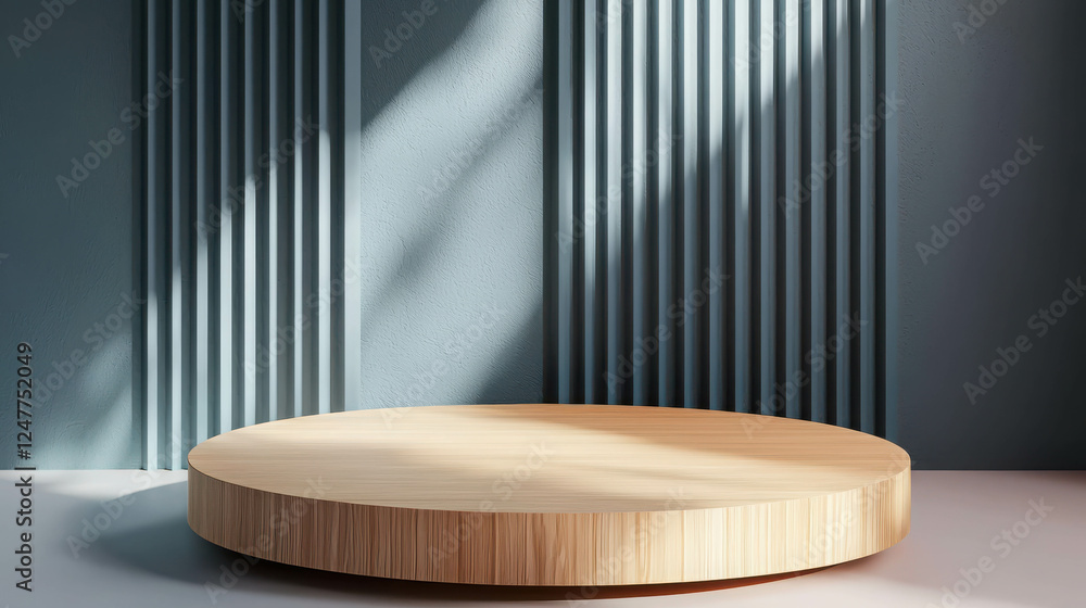 Poster simple 3d rendered platform for product display with soft shadows and textured wall designs