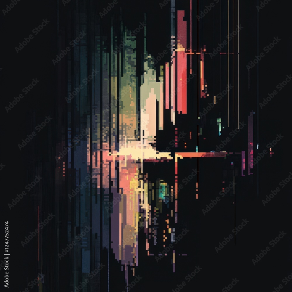 Aufkleber abstract digital art with streaks of color and light patterns