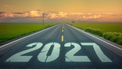 New Year 2027 road leading to the future and new hope concept - AI generated