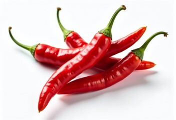 Fresh Red Chili Peppers on White