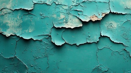 Obraz premium Closeup of colorful messy painted urban wall texture with wrinkled, glued poster template. Modern mockup for design presentation, creative mint green and blue urban city background.