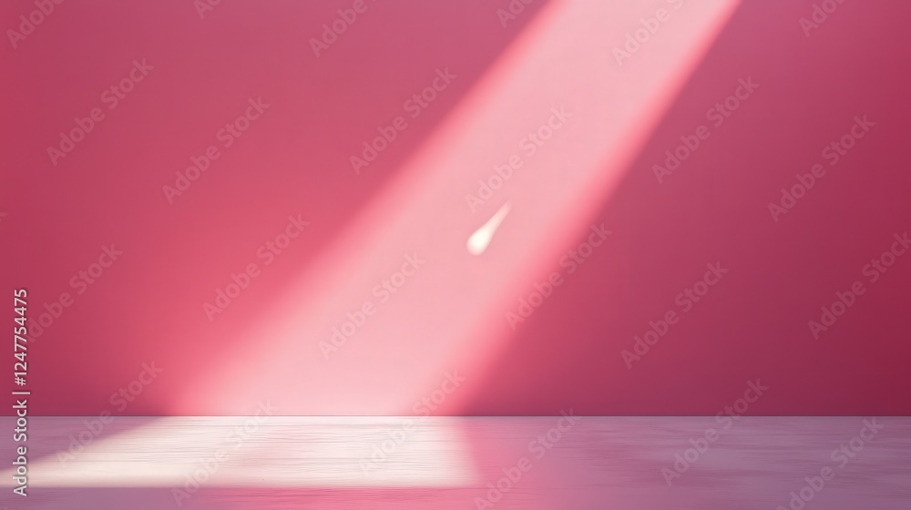 Poster soft pink background with light beam and subtle object drop