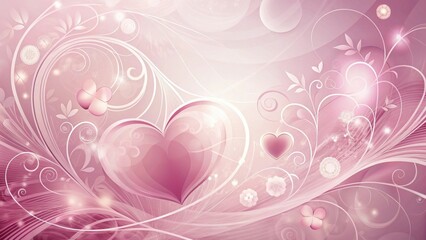 Romantic Pink Heart Floral Design with Swirls and Glowing Effects
