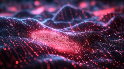 Fingerprint Data Wave, Cybersecurity, Abstract Background, Tech Concept