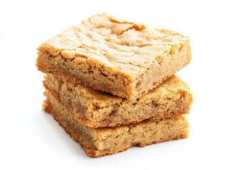 Stacked Blondies Delicious Homemade Dessert Treats Isolated on White Background