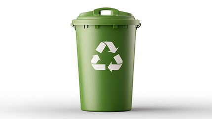Green Recycling Bin: 3D Render of a Household Waste Container AI Generated