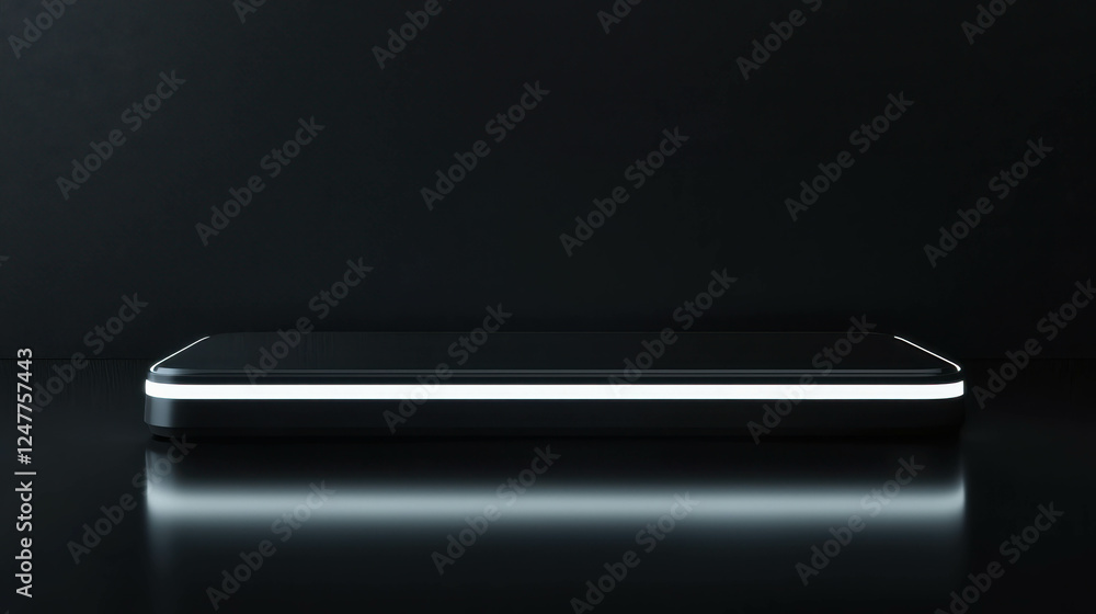 Poster sleek 3d border with soft neon lights floating above a minimalist background