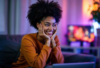 young woman watching a live stream