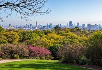 great view of park with city background
