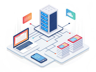 Obraz premium vector illustration of a network server 