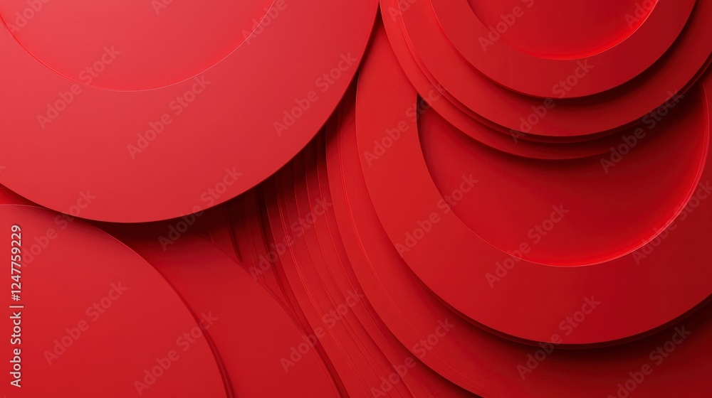 Poster vibrant red circles in layered texture for modern design background