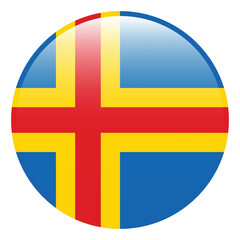 Aland flag. Aland circle flag logo icon computer vector illustration design. 3d flag.