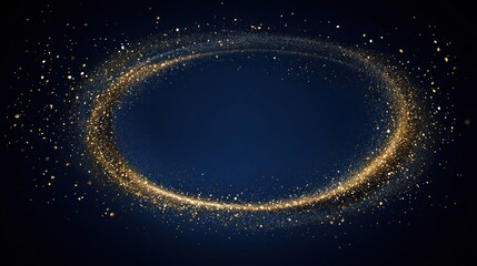 Gold sparkle swirl frame, dark blue background, design element
