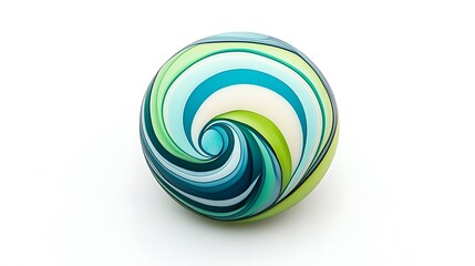 Whimsical Swirling Polymer Clay Orb: Teal, Green, and White Abstract Design AI Generated